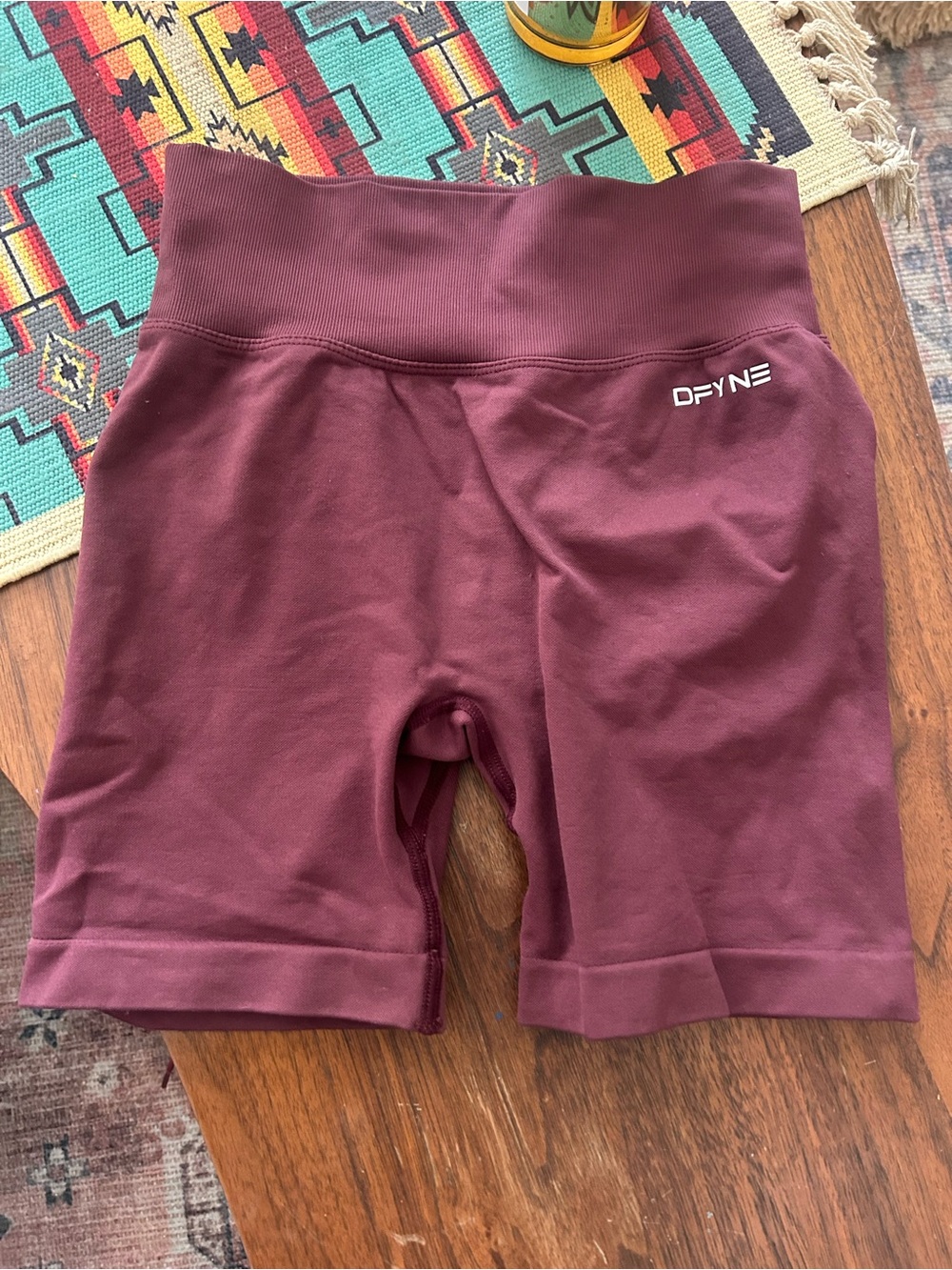 DFYNE Women's Maroon High-Rise Athletic Biker Shorts